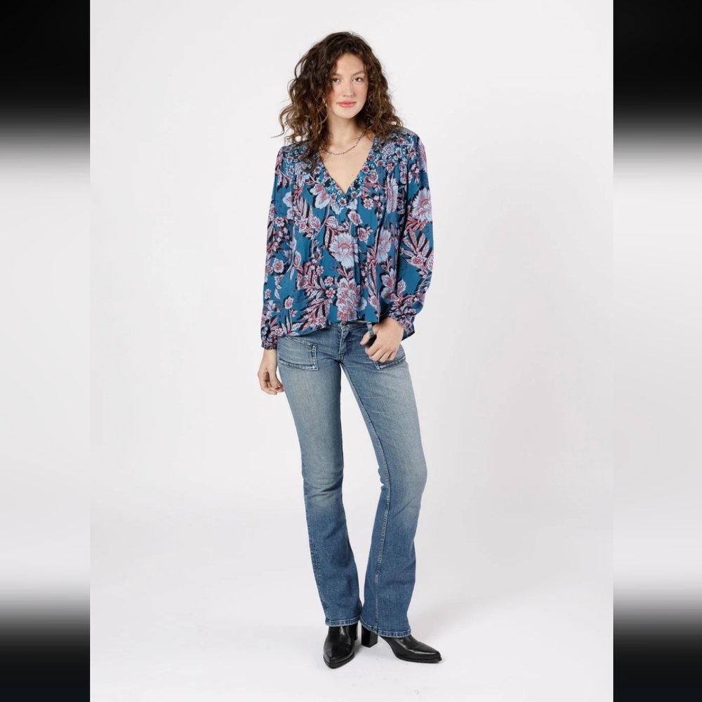Band Of The Free Josie Mixed Print Long Sleeve Top - Picture 5 of 8